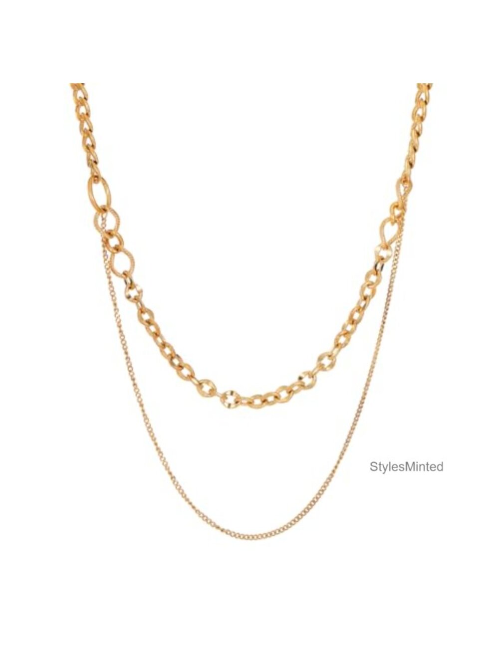 18K Gold Plated Layered Herringbone Necklaces for Women Non Tarnish Long